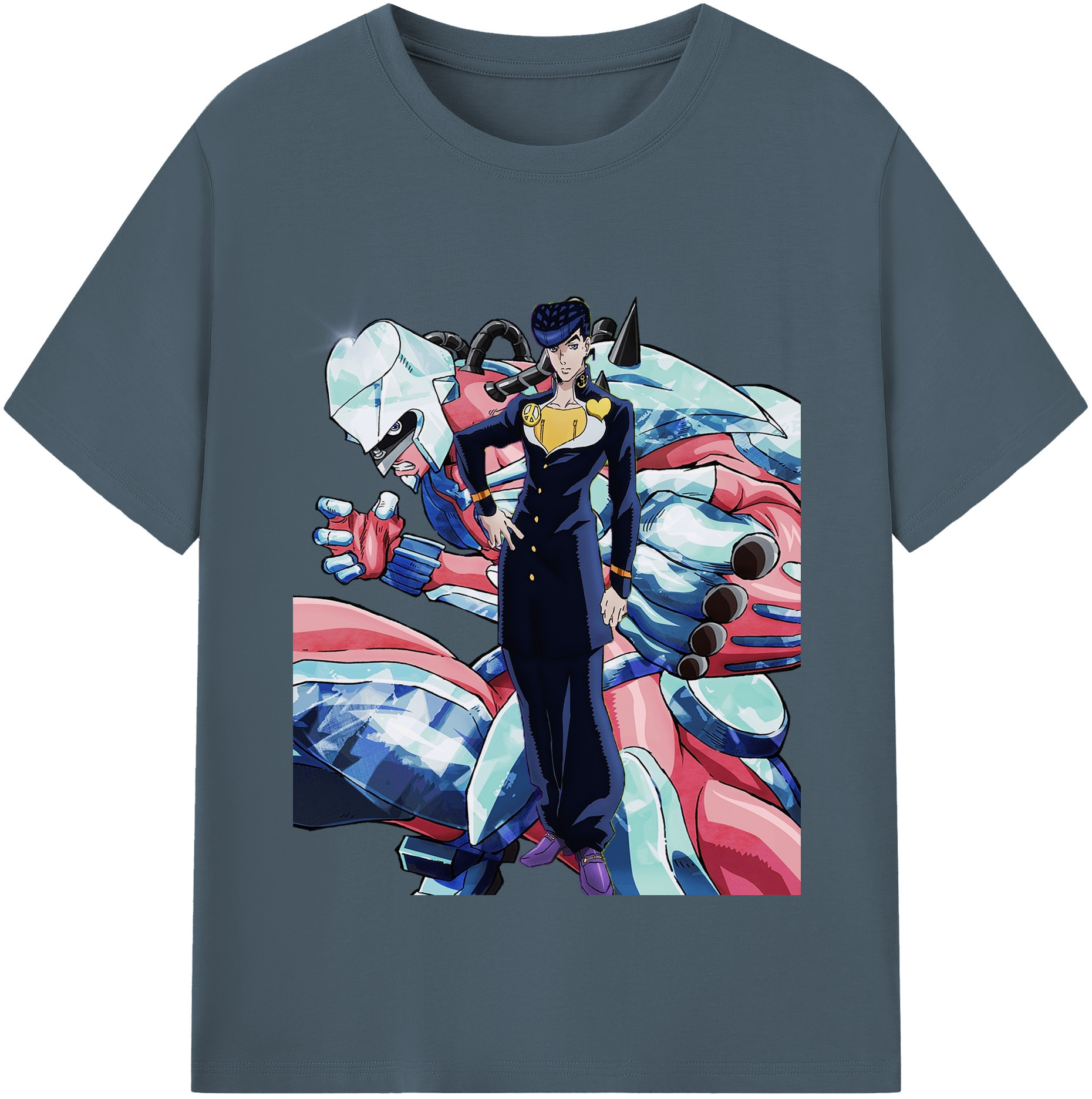 （画像用） ジョジョの奇妙な冒険 ひがしかた じょうすけ JoJo's Bizarre Adventure Higashikata Josuke 綿100％半袖Tシャツ（フロントプリント）